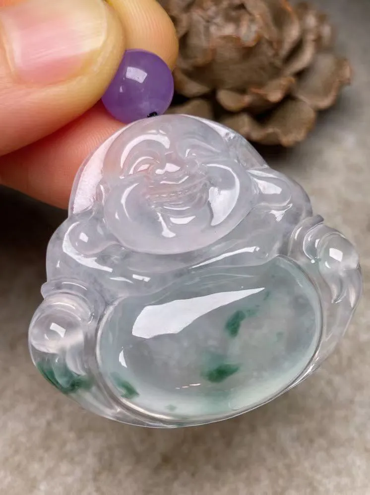 冰种飘花【佛公】吊坠，种水好，玉质细腻 ，卖相好‘.