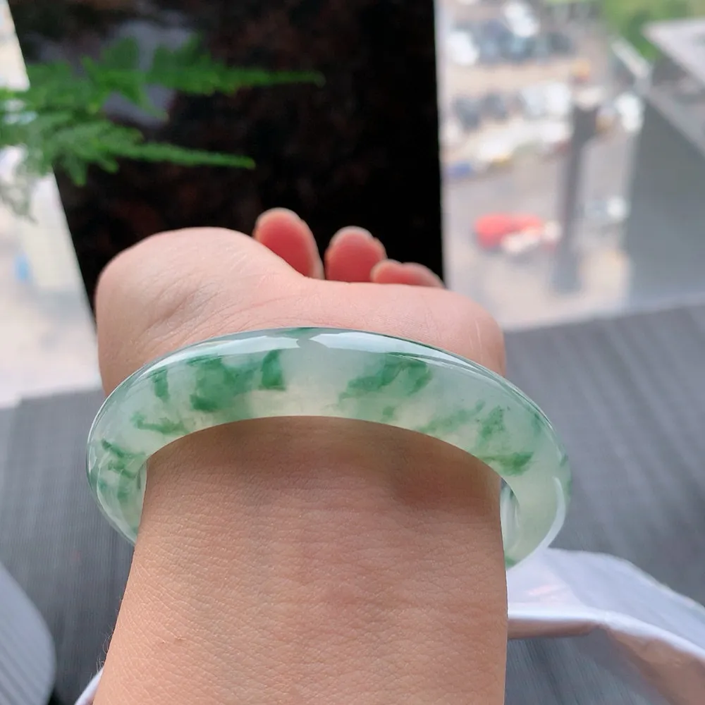 贵妃高冰绿花 无瑕 尺寸:57.7/49.3/12.2/7.9 花美 种水好