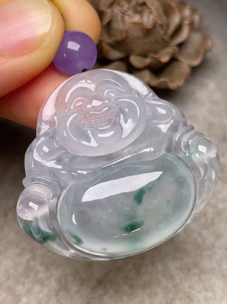 冰种飘花【佛公】吊坠，种水好，玉质细腻 ，卖相好‘.