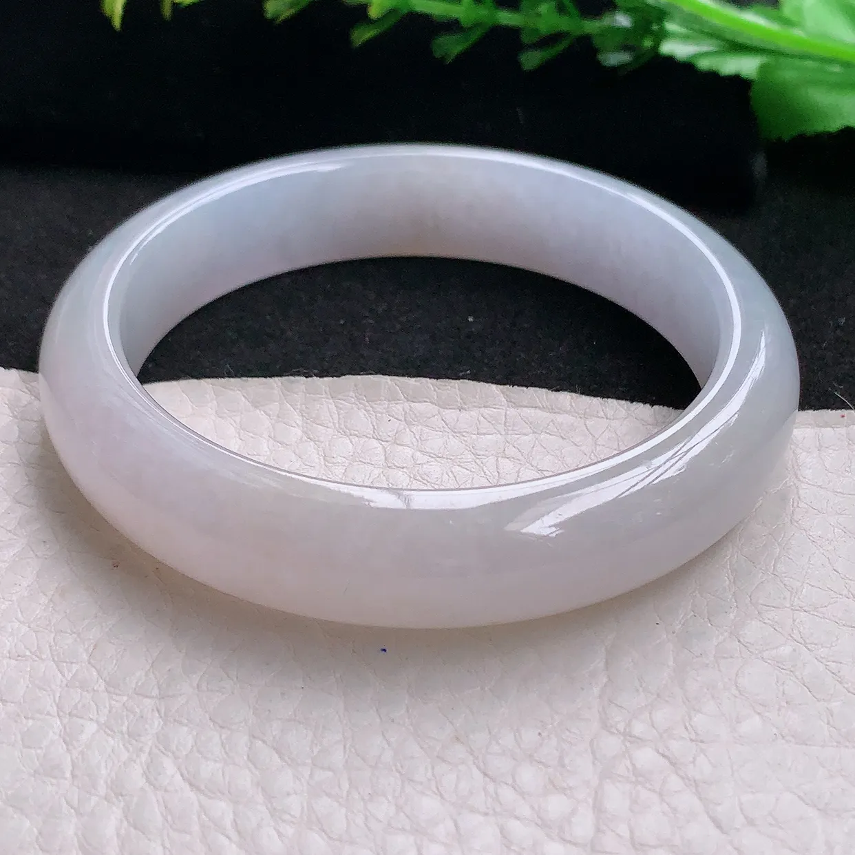 n自然光55.5*12.4*7.6平安镯 天然缅甸翡翠a 货冰润甜美宽边玉镯子 玉手环