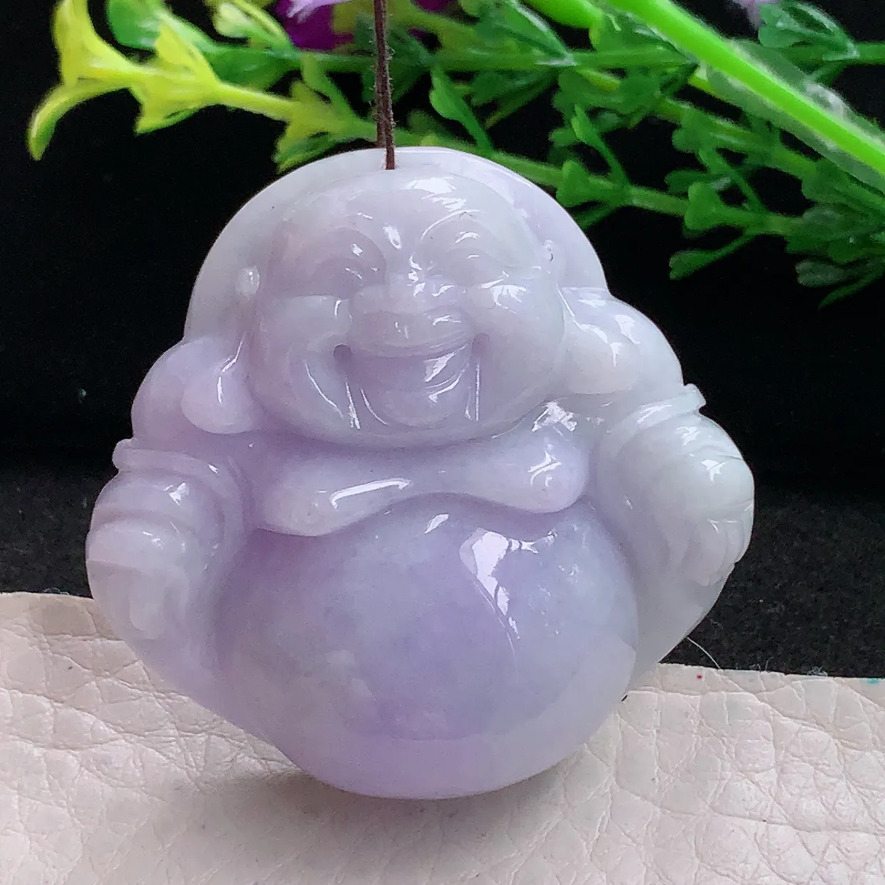 zen自然光41.5*43.9*13.7天然缅甸翡翠紫罗兰大佛公 弥勒佛玉吊坠 毛衣坠