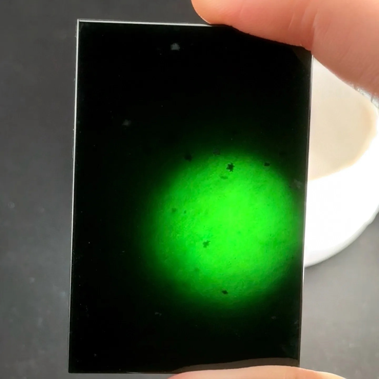 精品墨翠雪花棉无事牌 种好色正 黑度极好 打灯通透 油性十足  尺寸60