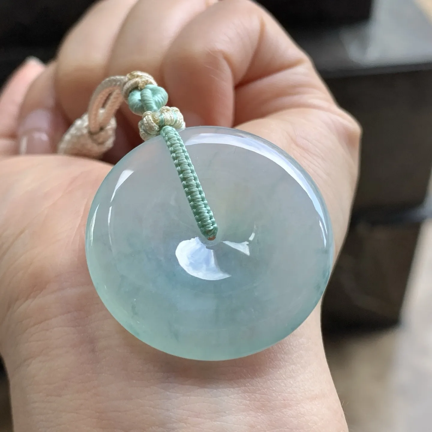 蓝花平安扣^_^玉质温润