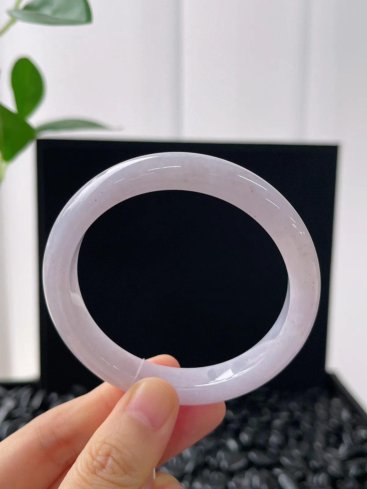 正圈55圈口，翡翠糯化种紫色手镯