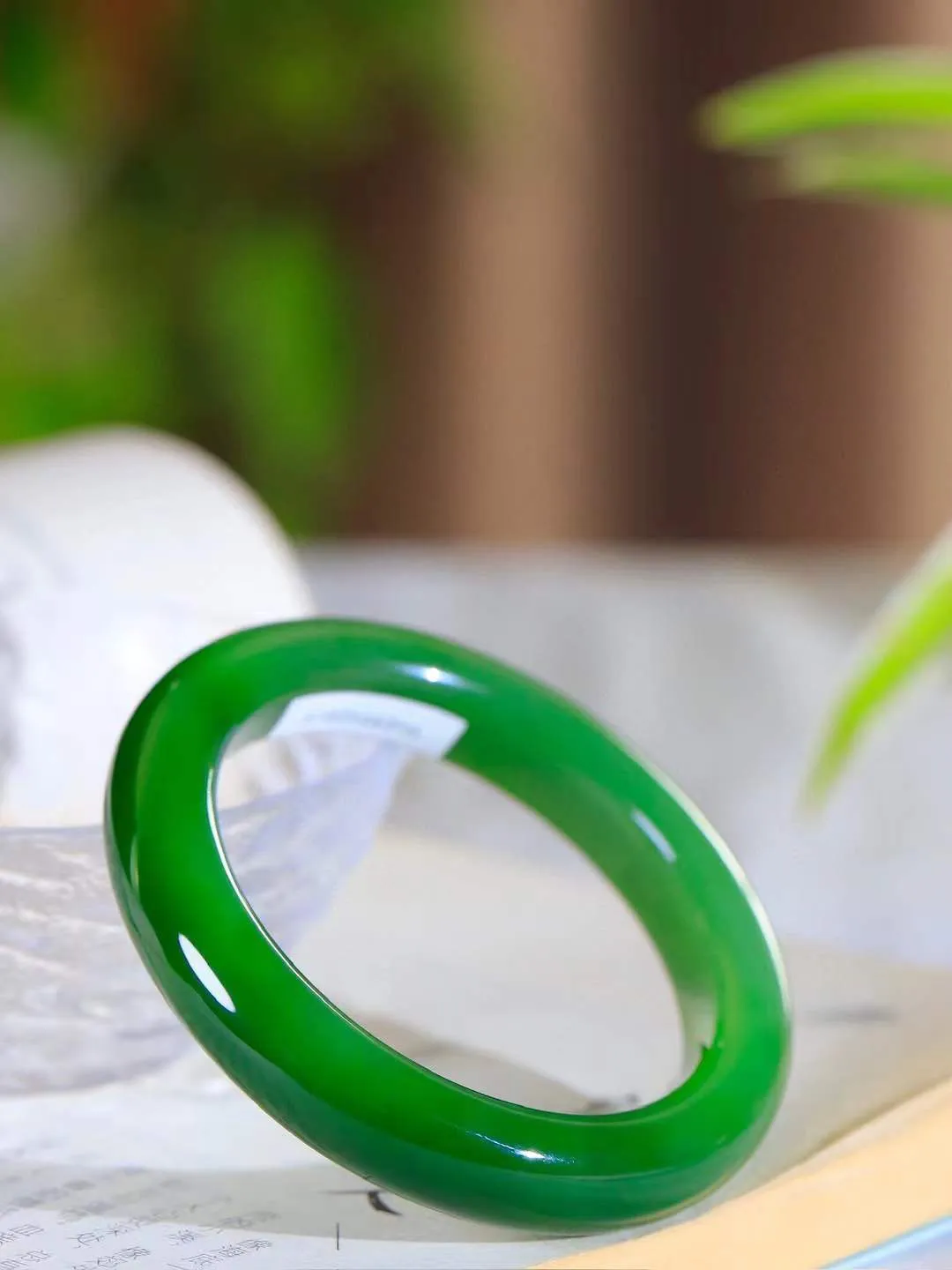 【悠悠芳华.镯】

典藏级臻品和田玉碧玉手镯 玉质温润 青葱岁月，尽收腕中，婉转流畅，凝岁月悠长。盈一眸恬淡，挽一抹绿意。重63.3克 内径55mm尺寸12.4-10mm   86110251A