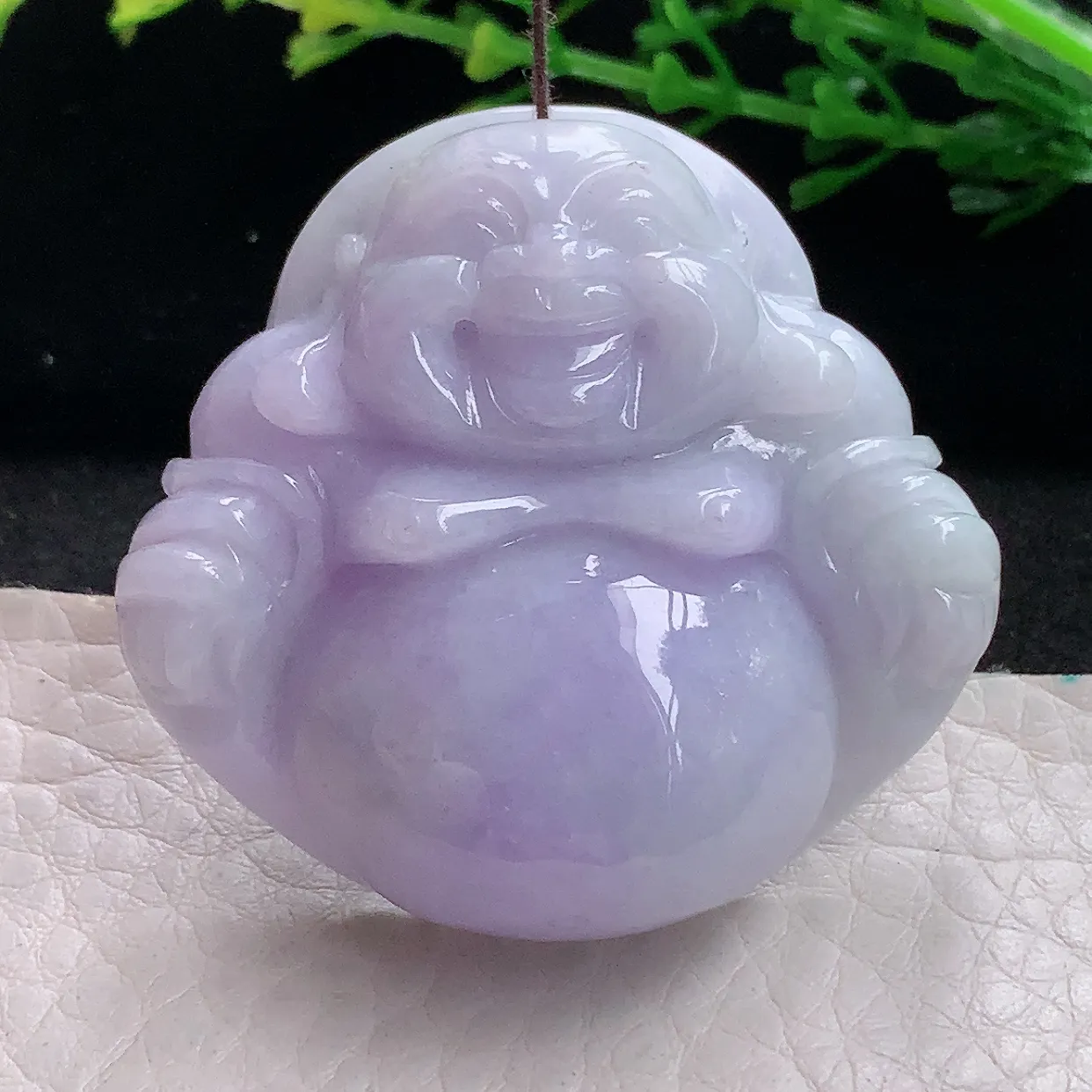 zen自然光41.5*43.9*13.7天然缅甸翡翠紫罗兰大佛公 弥勒佛玉吊坠 毛衣坠