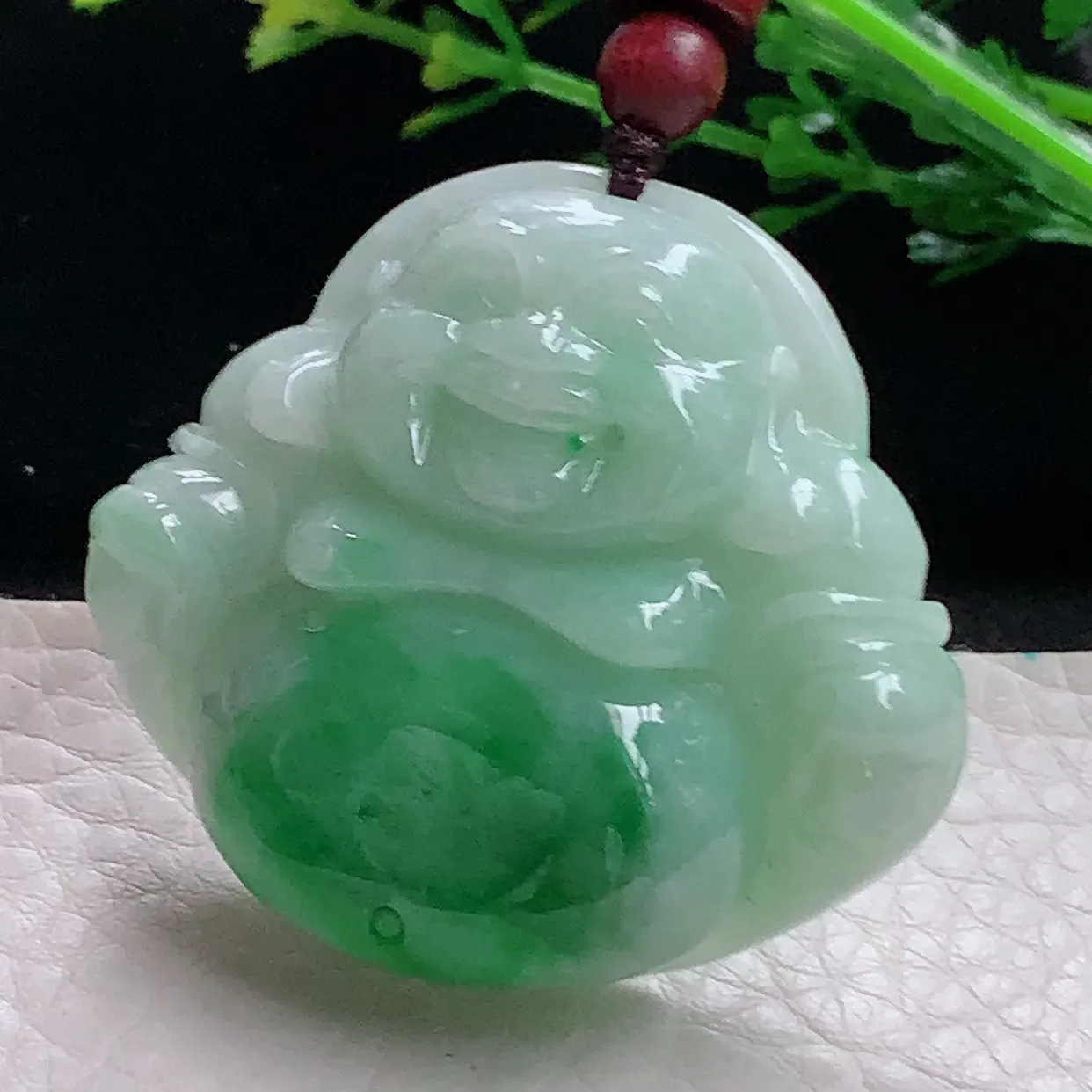 zen自然光40.6*46*13天然缅甸翡翠辣绿大佛公 弥勒佛玉吊坠 毛衣坠