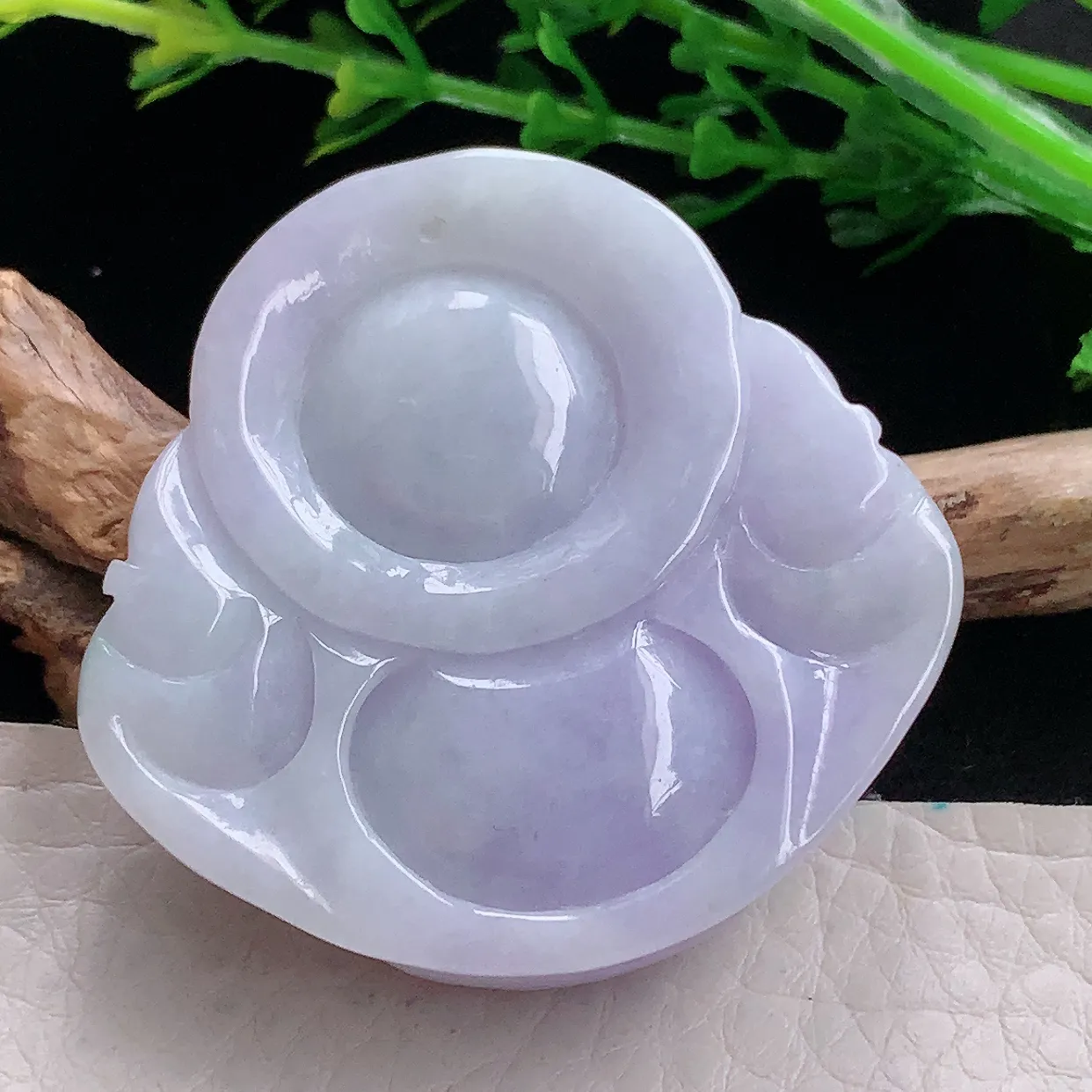 zen自然光41.5*43.9*13.7天然缅甸翡翠紫罗兰大佛公 弥勒佛玉吊坠 毛衣坠