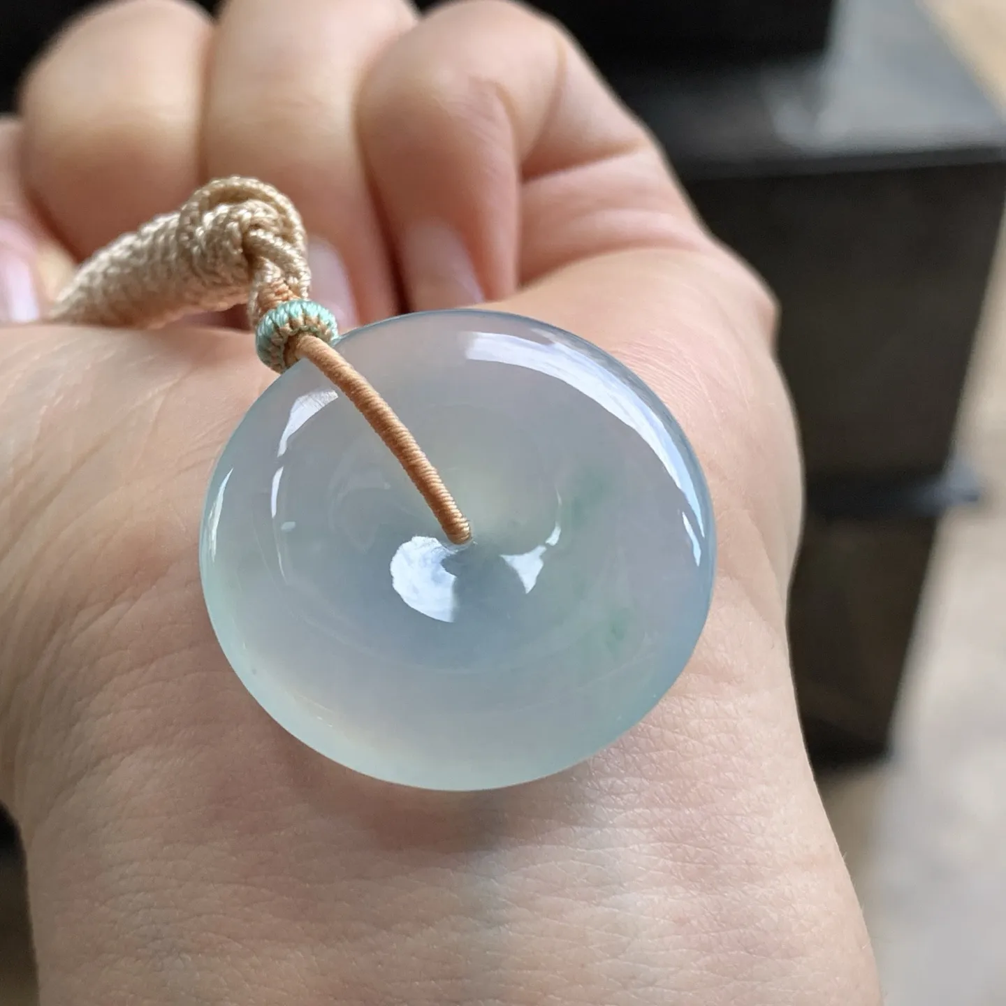 冰种蓝花平安扣^_^清新细腻