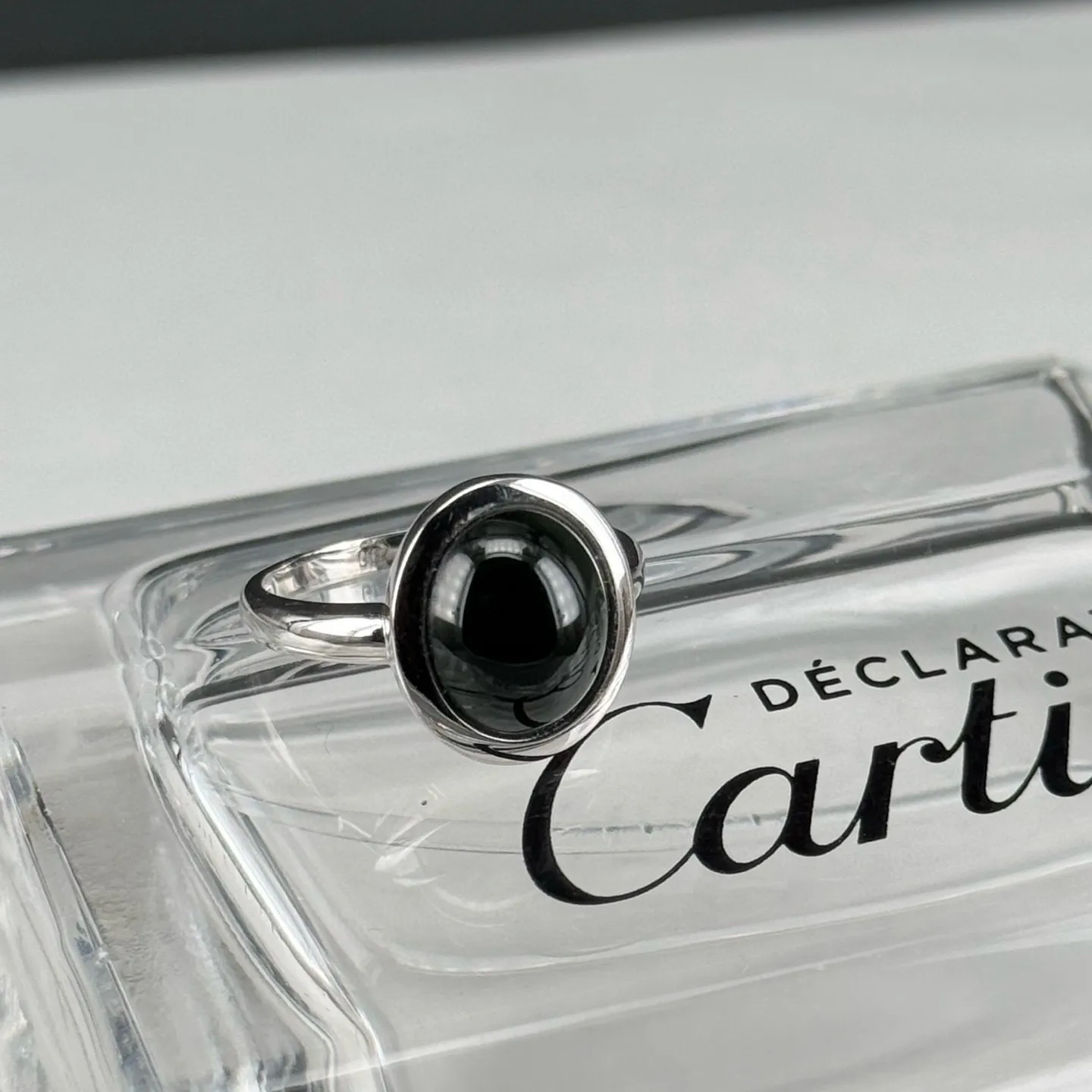 精品18k墨翠白金女戒 种好色正 黑度极好 打灯通透 油性十足 尺寸14