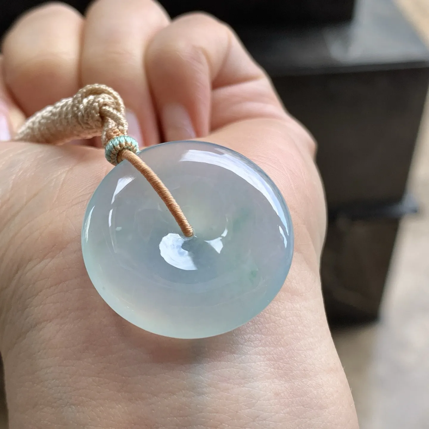 冰种蓝花平安扣^_^清新细腻