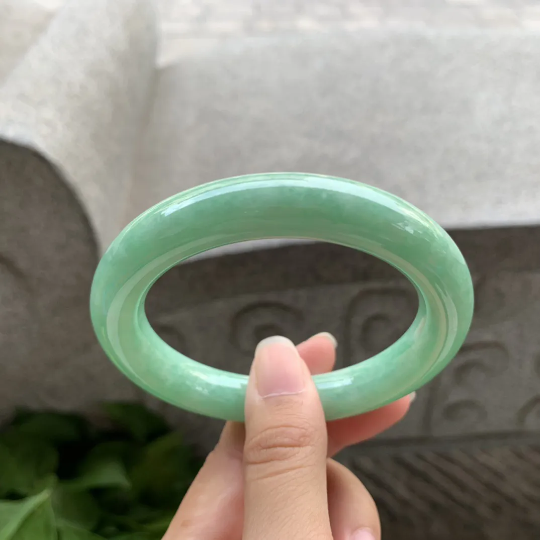 圈口 56.8-11.4【满绿圆条手镯】圆条56 57可戴