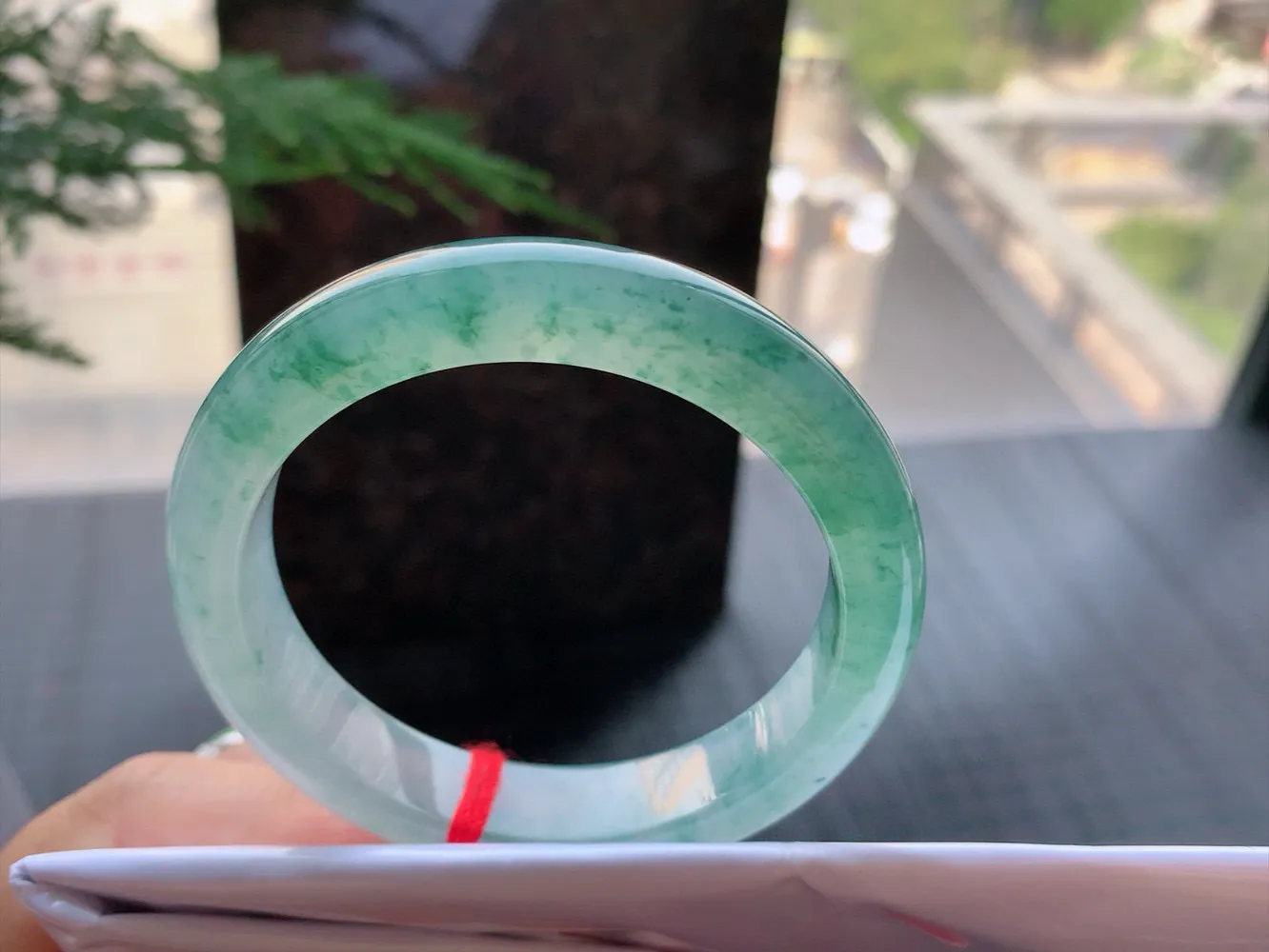 正圈冰玻飘花 无瑕 尺寸:54.9/12.3/8.5 花美 种水好