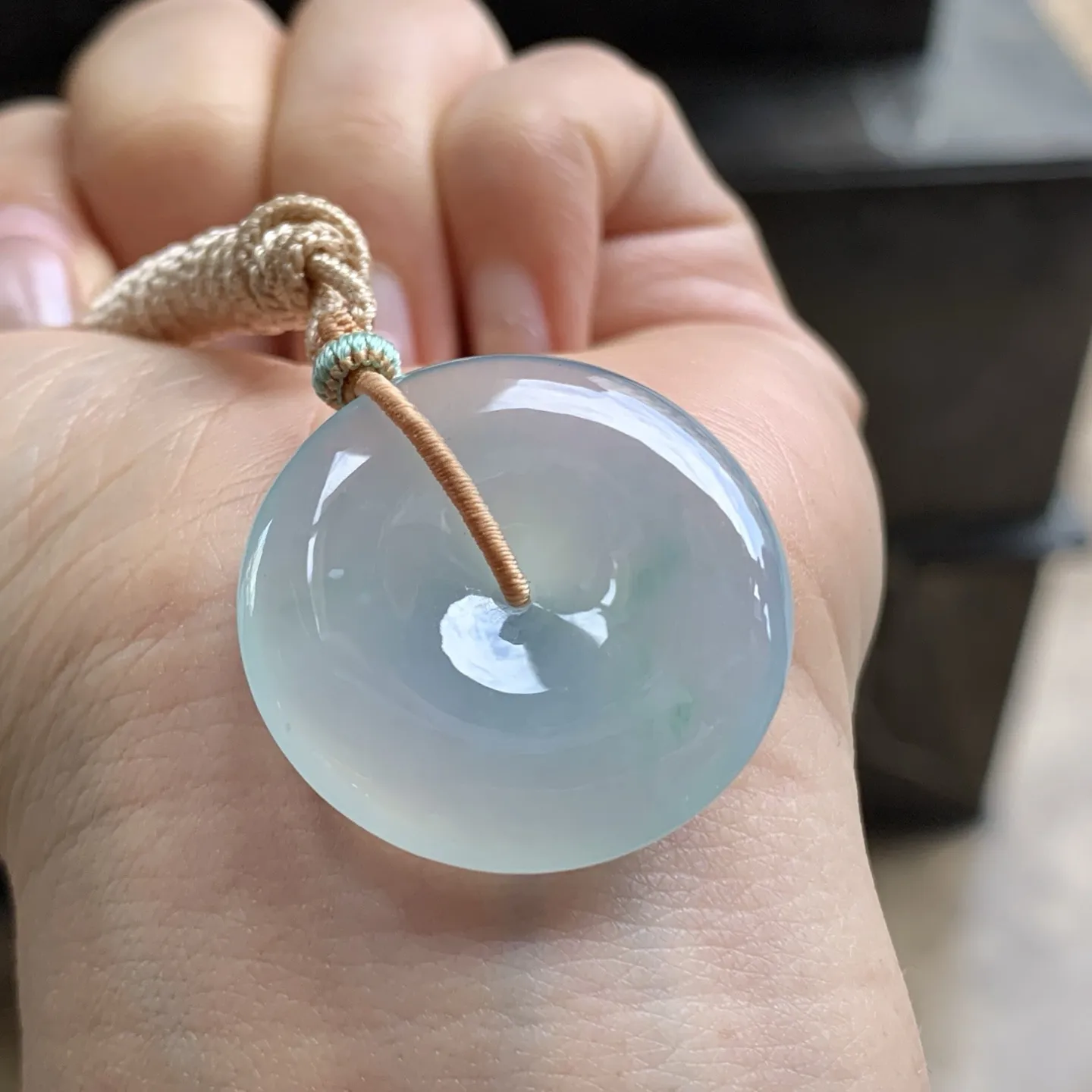 冰种蓝花平安扣^_^清新细腻