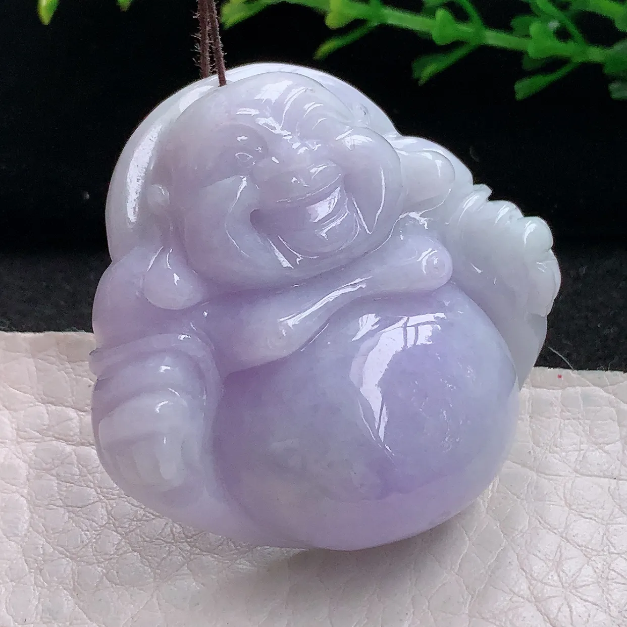 zen自然光41.5*43.9*13.7天然缅甸翡翠紫罗兰大佛公 弥勒佛玉吊坠 毛衣坠