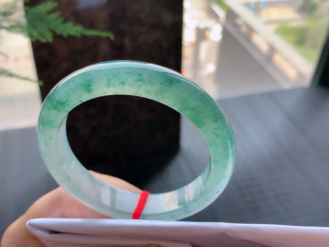 正圈冰玻飘花 无瑕 尺寸:54.9/12.3/8.5 花美 种水好