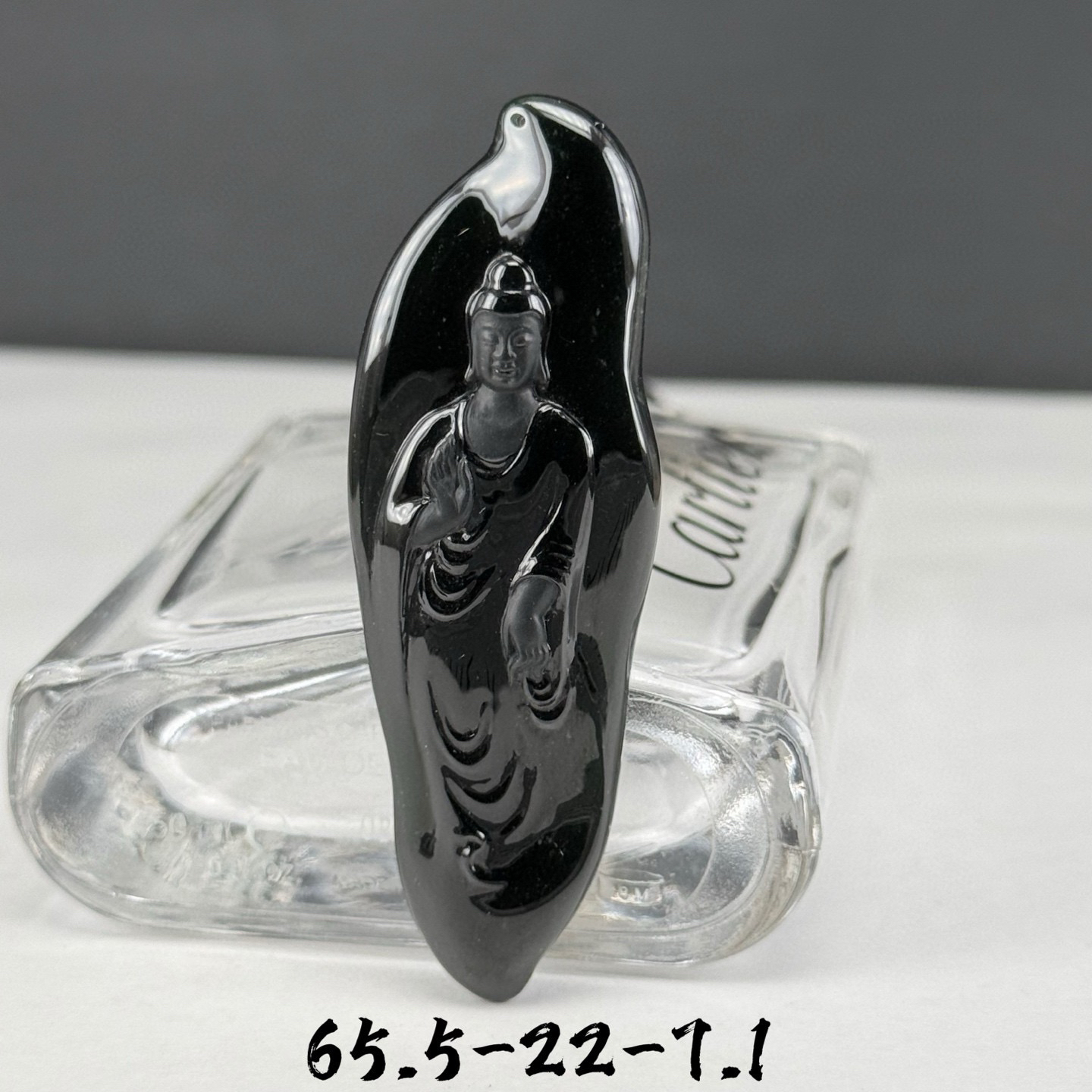 精品墨翠大日如来 种好色正 黑度极好 打灯通透 油性十足 尺寸65.5