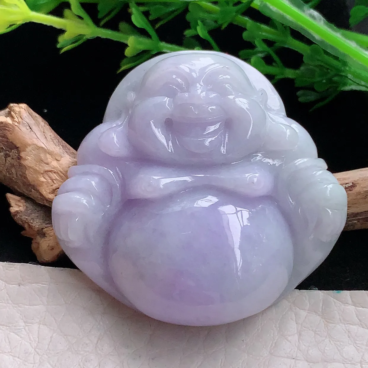 zen自然光41.5*43.9*13.7天然缅甸翡翠紫罗兰大佛公 弥勒佛玉吊坠 毛衣坠