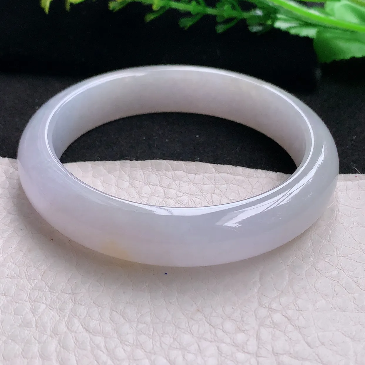 n自然光55.5*12.4*7.6平安镯 天然缅甸翡翠a 货冰润甜美宽边玉镯子 玉手环