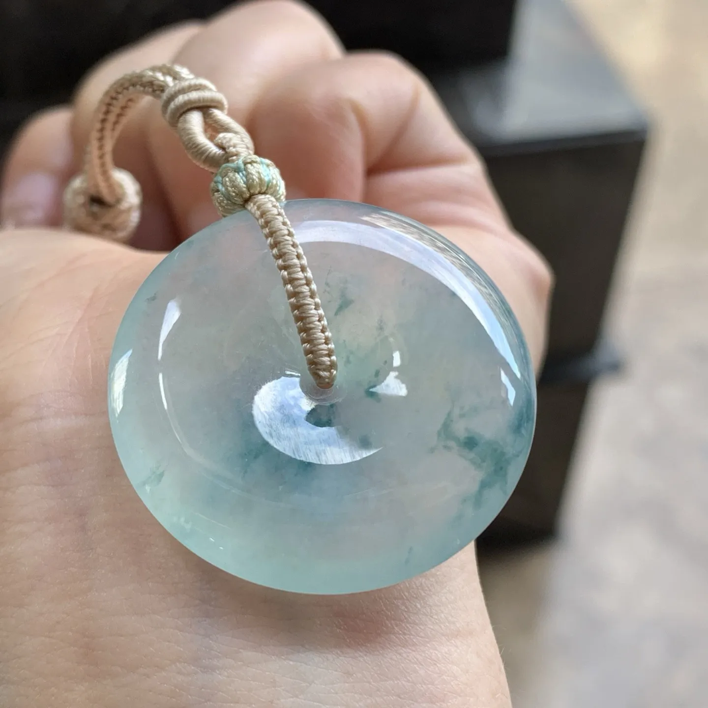 蓝花平安扣^_^冰透 水润 飘花灵韵