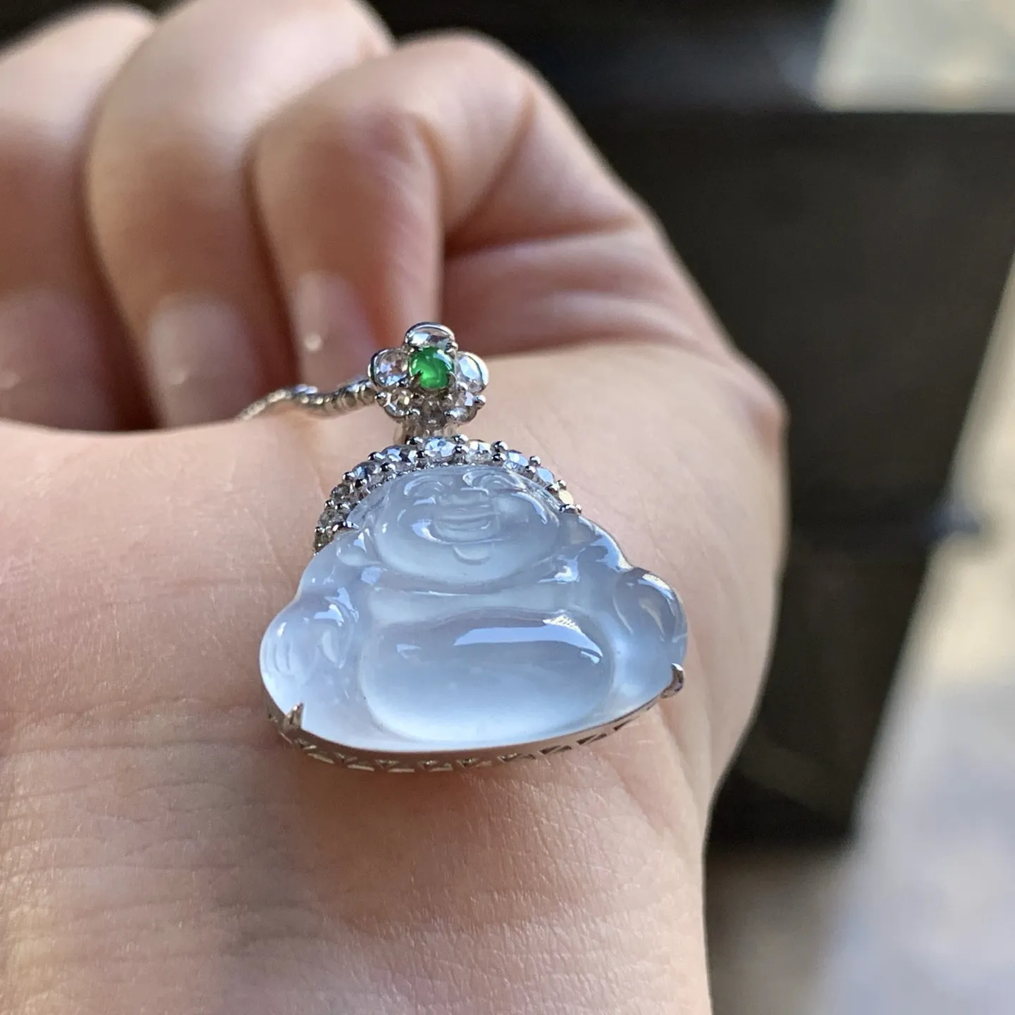 金钻镶嵌冰种佛公