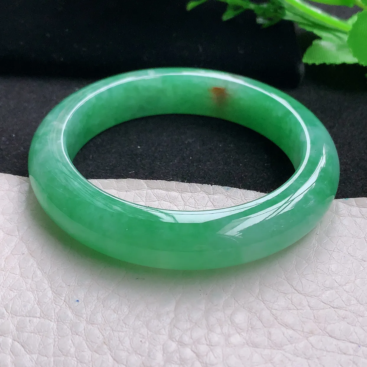 Nc小圈口51*11.5*8.3平安镯 天然缅甸翡翠a 货满绿宽边玉镯子