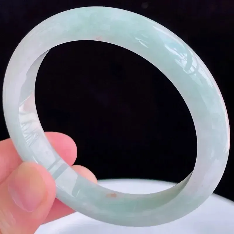 57圈好种水玉石天然翡翠A货水润有种有色飘绿手镯50.07g