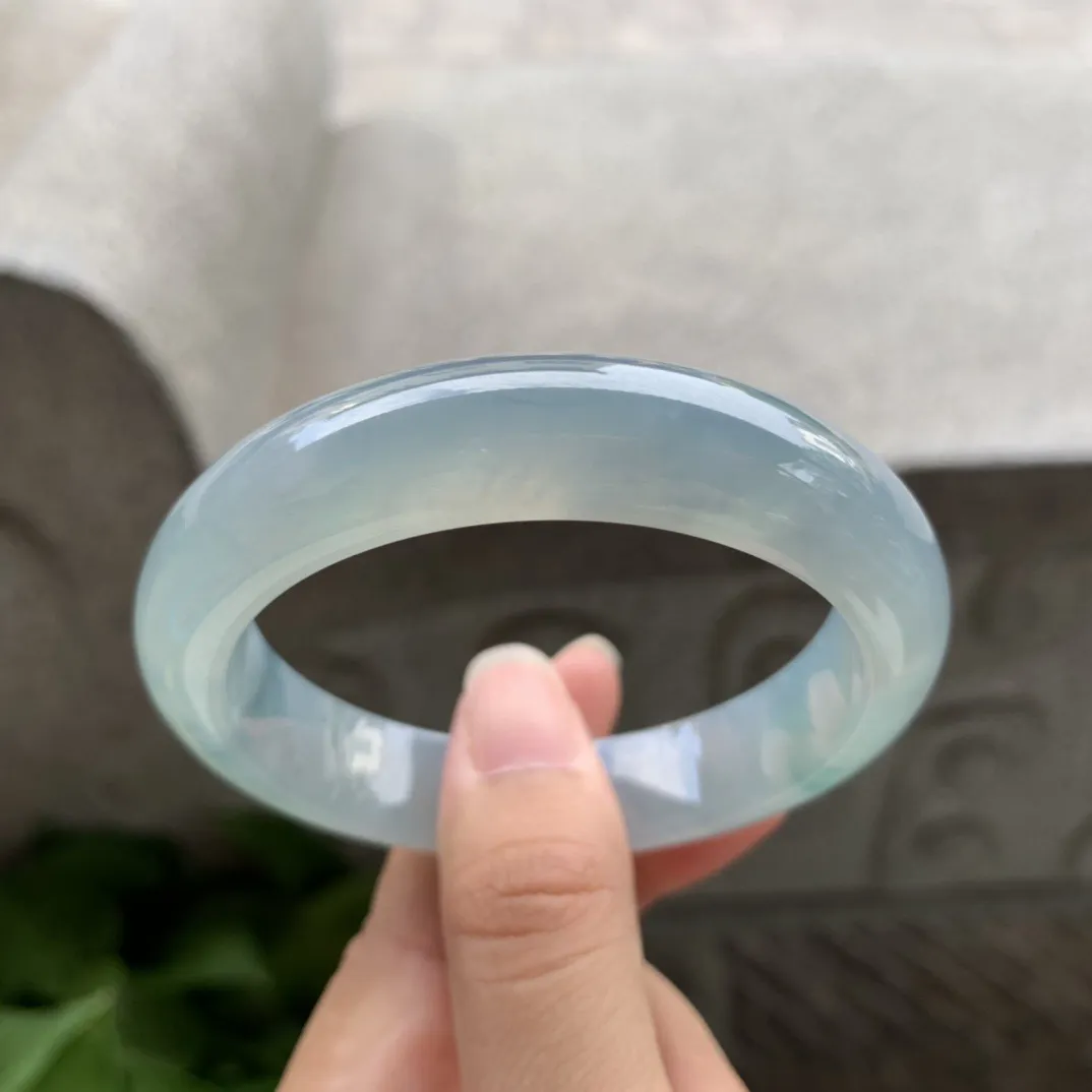 圈口 54-12.7-8.4【冰蓝飘绿正圈手镯】正圈54 52可戴