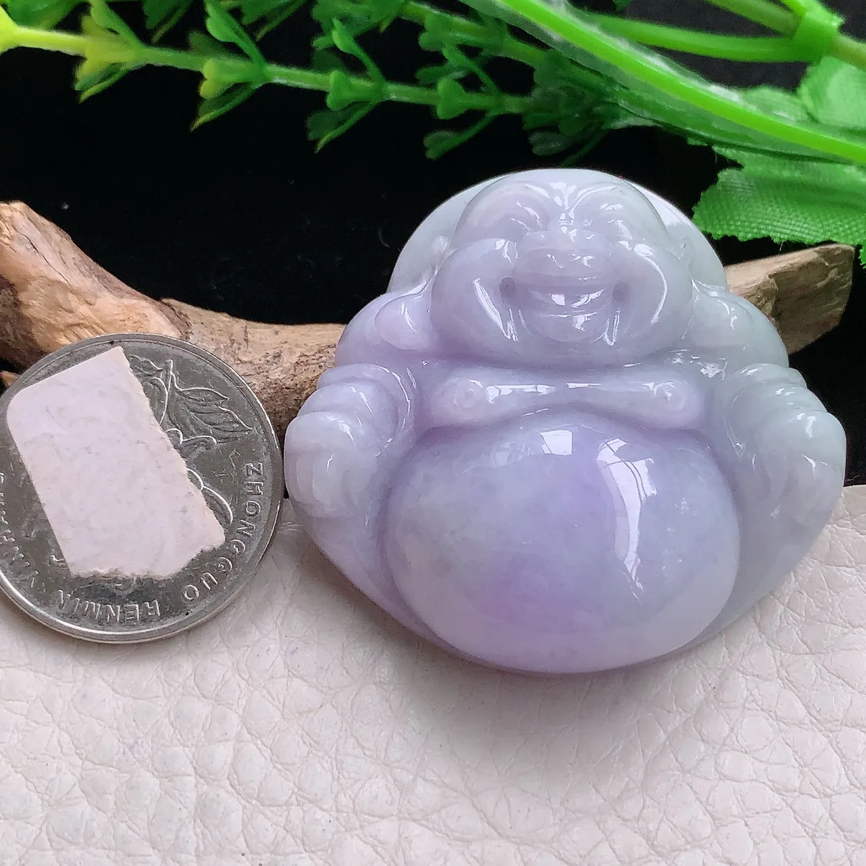 zen自然光41.5*43.9*13.7天然缅甸翡翠紫罗兰大佛公 弥勒佛玉吊坠 毛衣坠