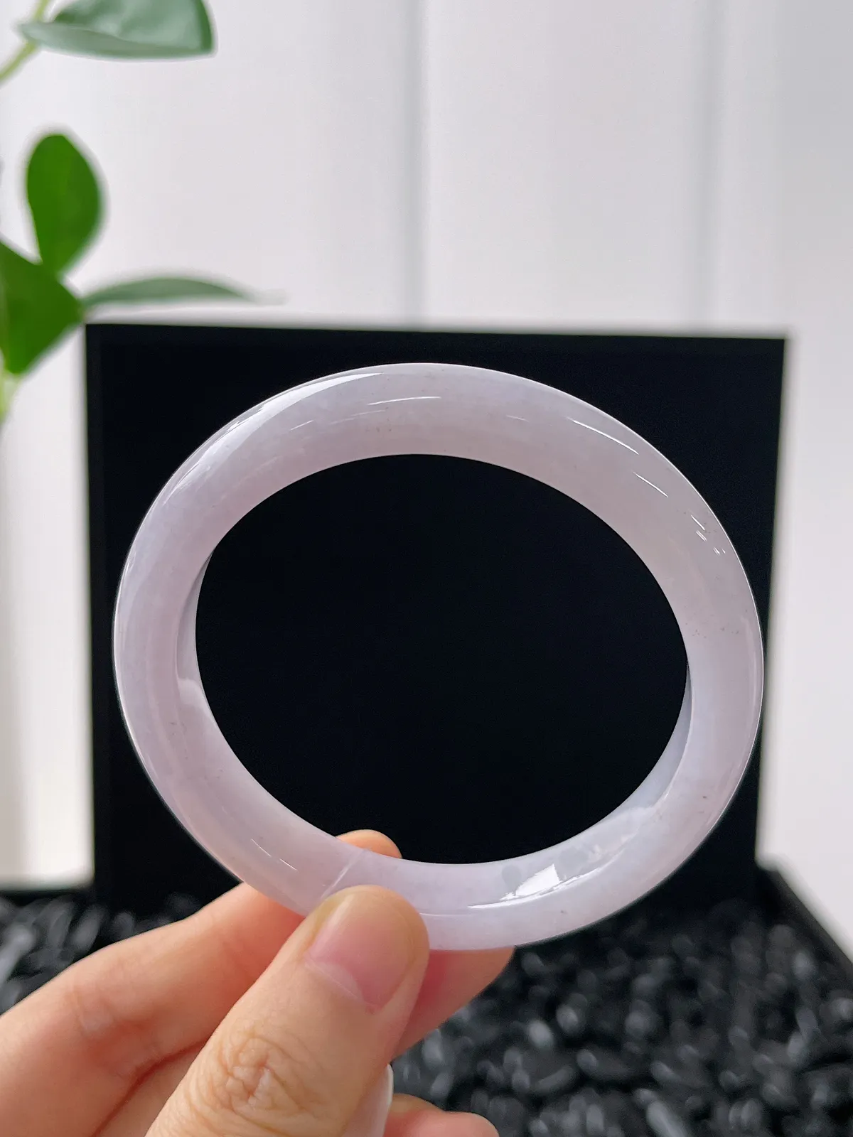 正圈55圈口，翡翠糯化种紫色手镯