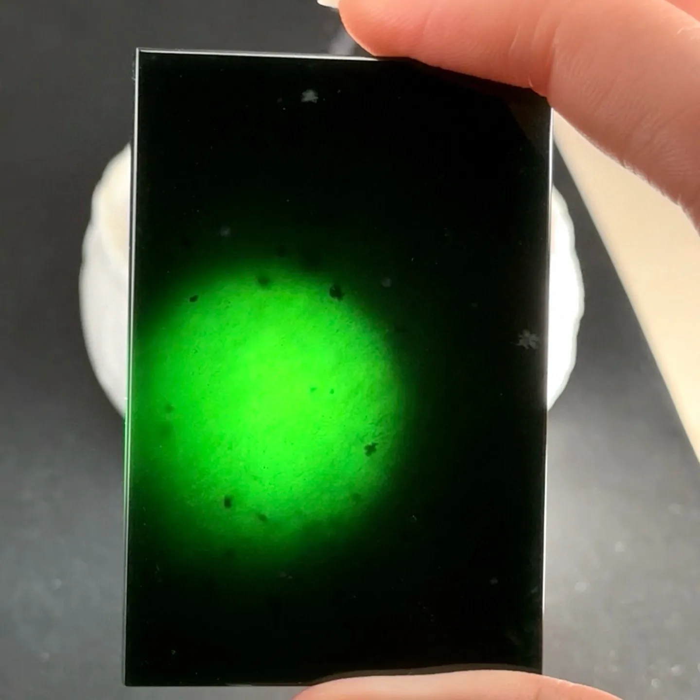 精品墨翠雪花棉无事牌 种好色正 黑度极好 打灯通透 油性十足  尺寸60