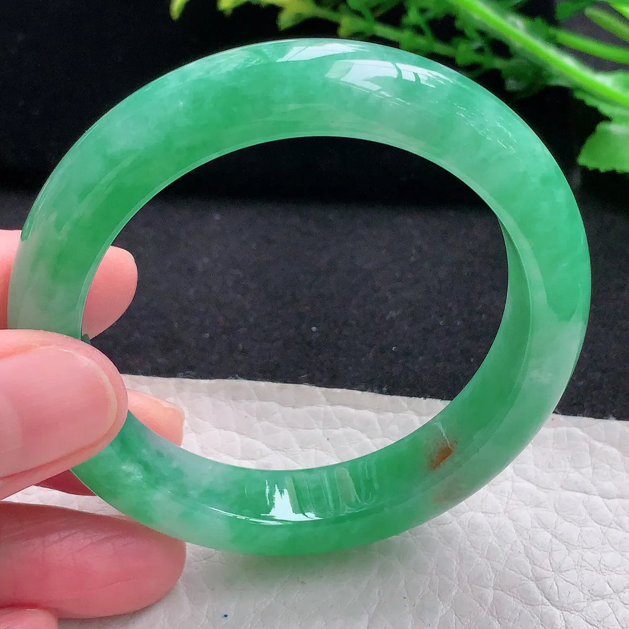 Nc小圈口51*11.5*8.3平安镯 天然缅甸翡翠a 货满绿宽边玉镯子