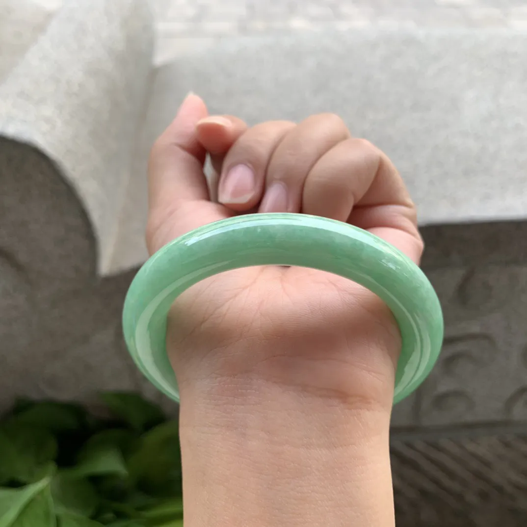 圈口 56.8-11.4【满绿圆条手镯】圆条56 57可戴
