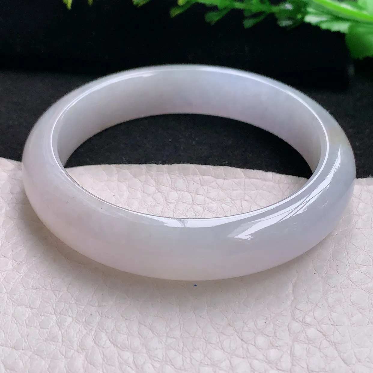 n自然光55.5*12.4*7.6平安镯 天然缅甸翡翠a 货冰润甜美宽边玉镯子 玉手环