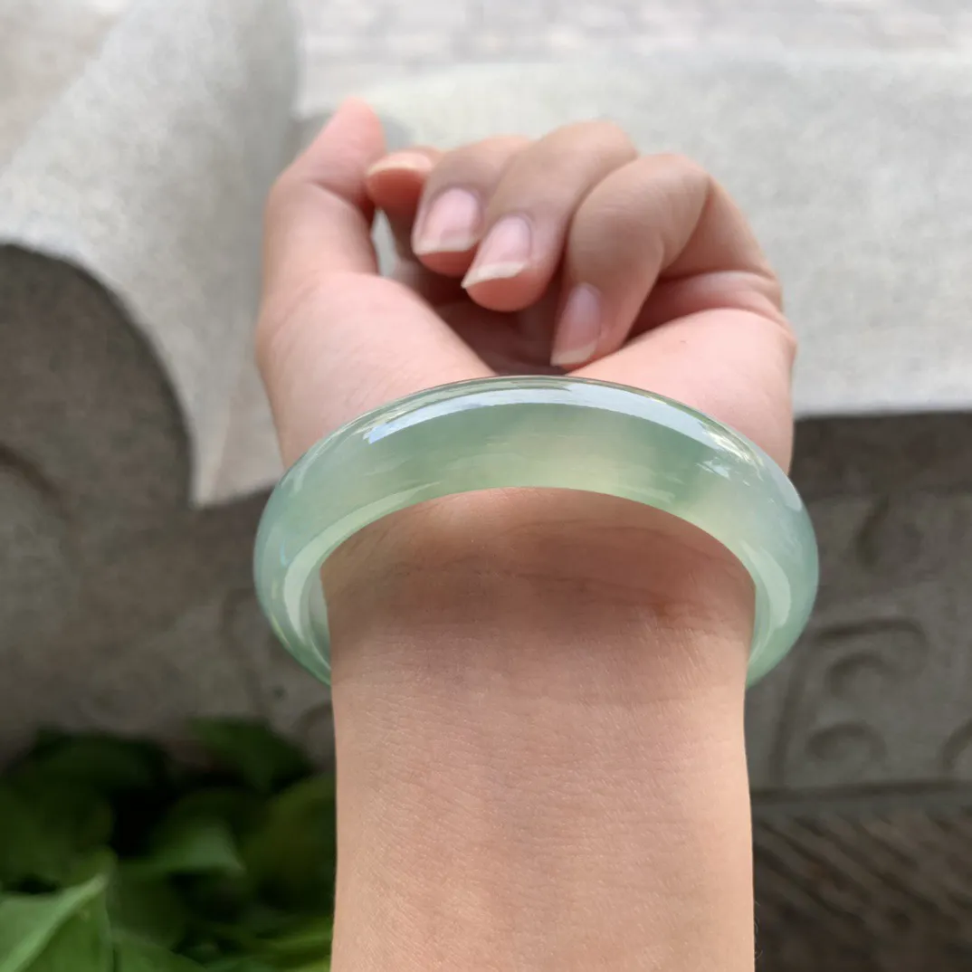 小圈口 53.6-12.7-7.3【冰种芙蓉绿正圈手镯】 正圈53 54可戴