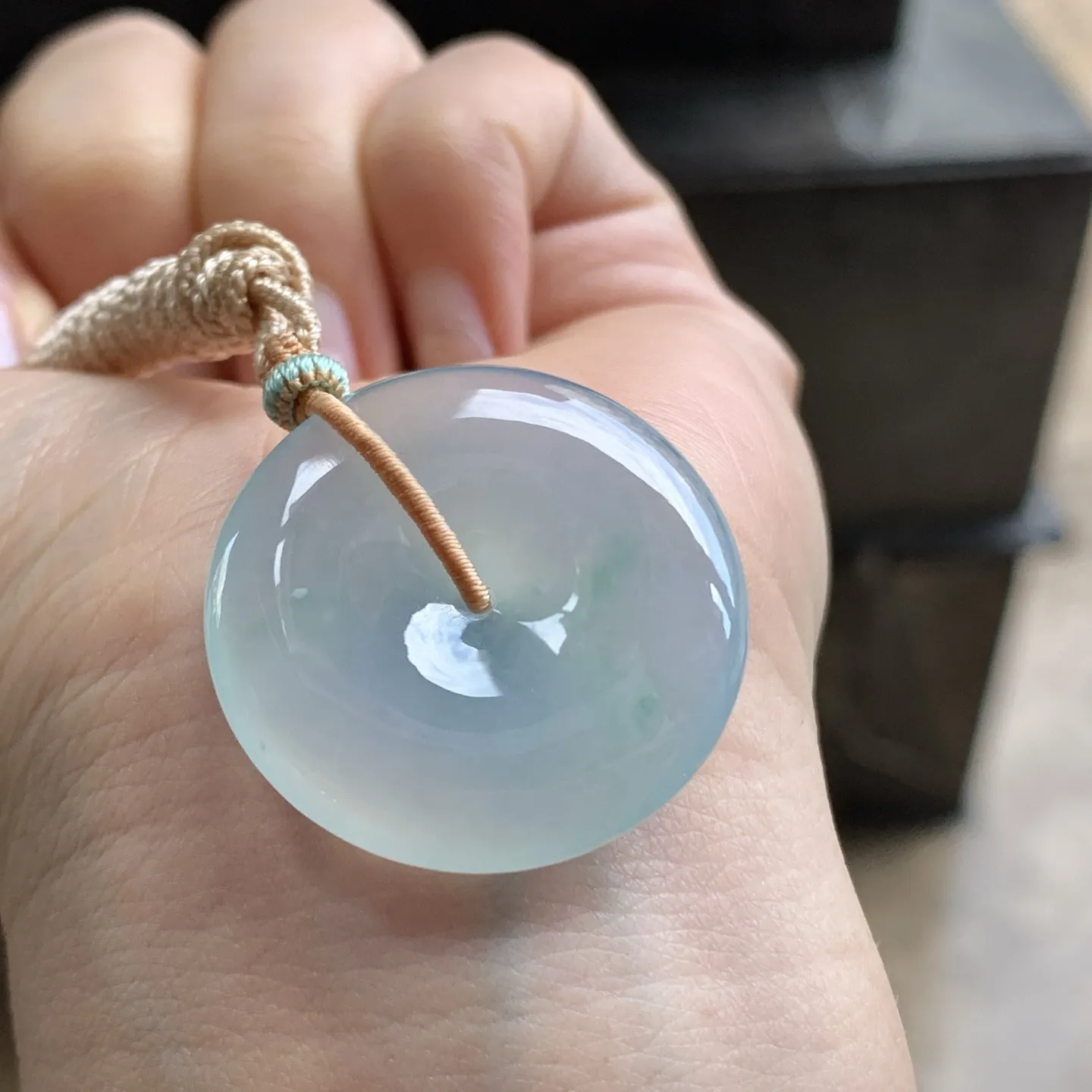 冰种蓝花平安扣^_^清新细腻