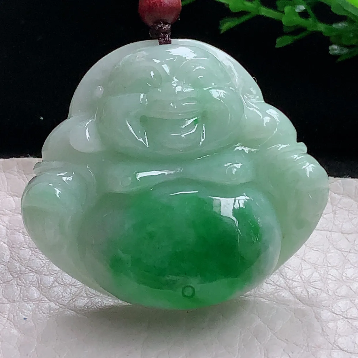 zen自然光40.6*46*13天然缅甸翡翠辣绿大佛公 弥勒佛玉吊坠 毛衣坠