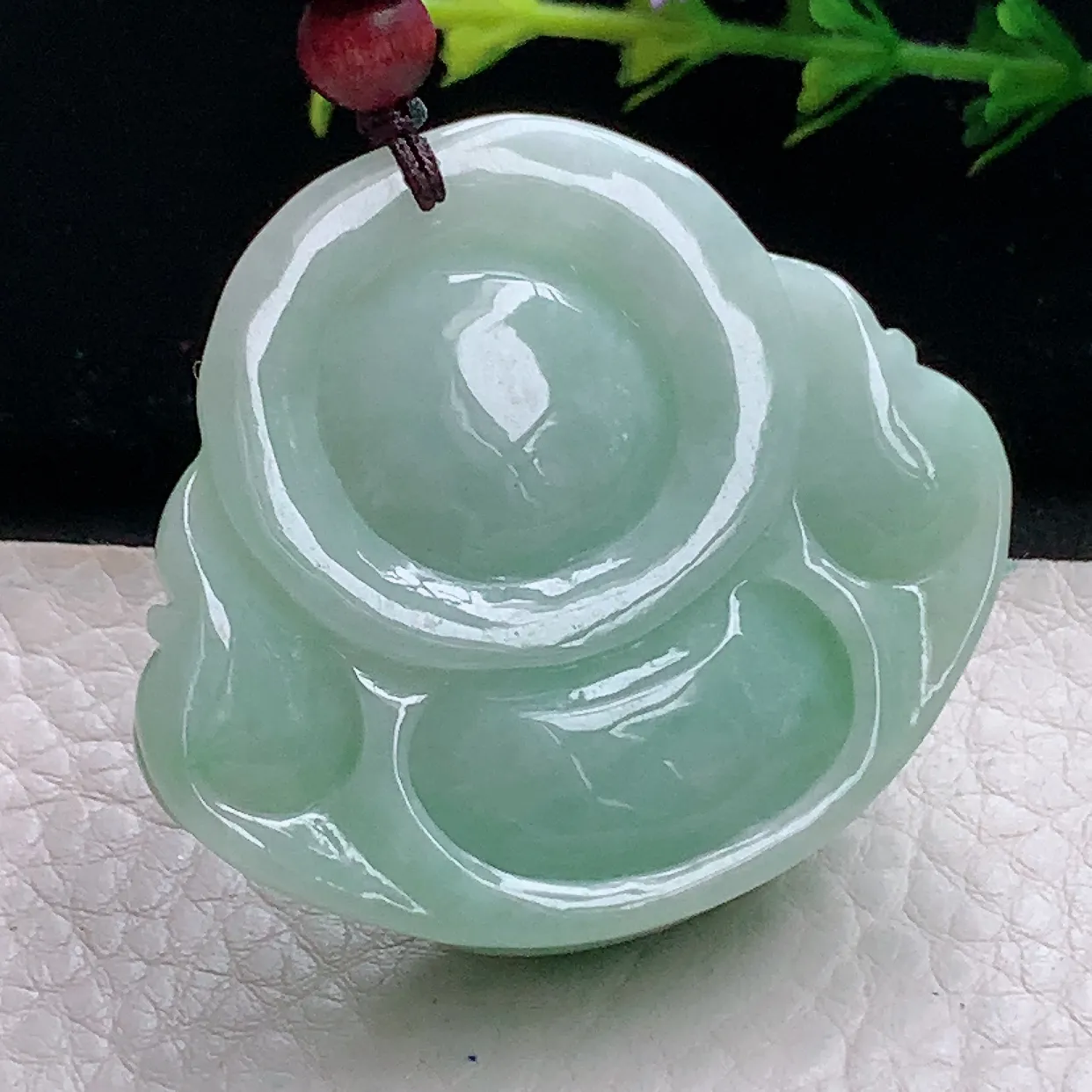 zen自然光40.6*46*13天然缅甸翡翠辣绿大佛公 弥勒佛玉吊坠 毛衣坠