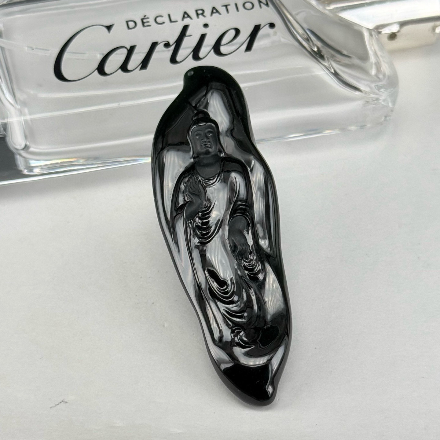 精品墨翠大日如来 种好色正 黑度极好 打灯通透 油性十足 尺寸65.5