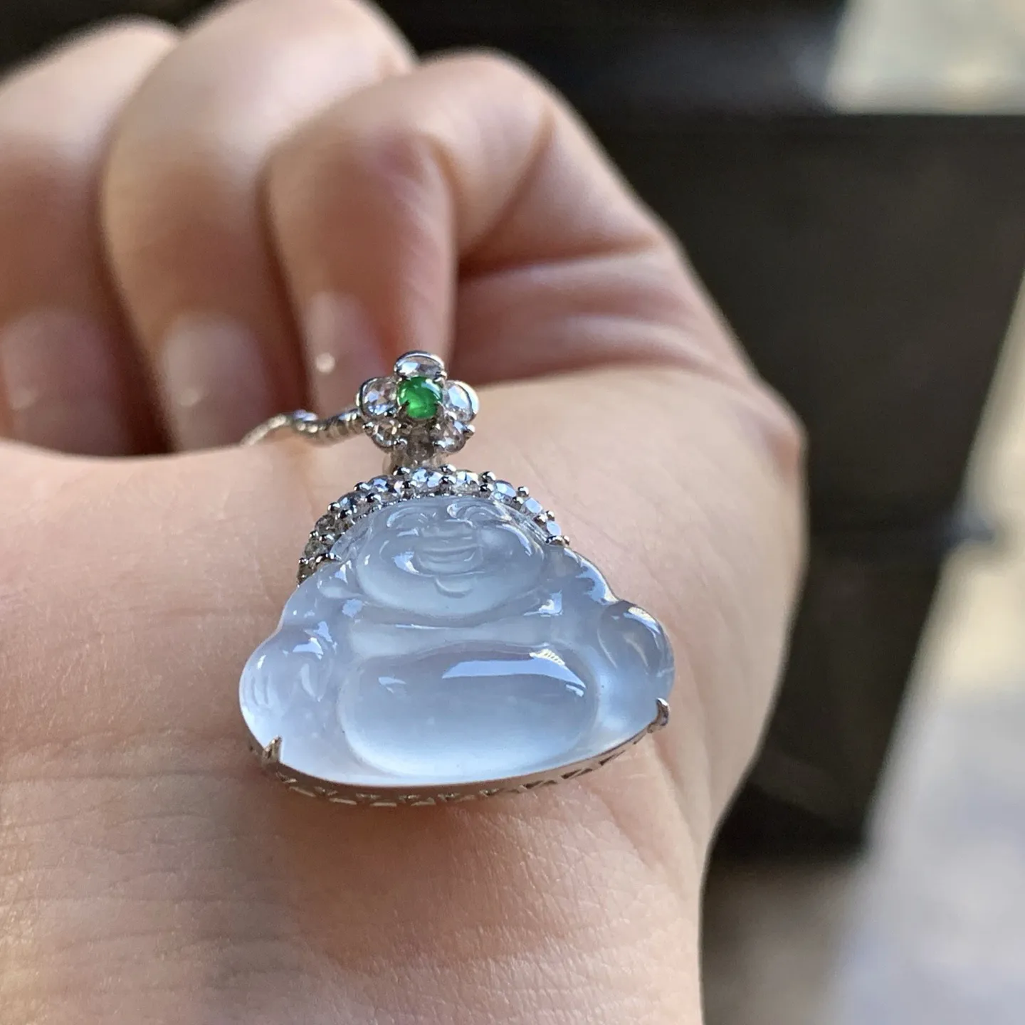 金钻镶嵌冰种佛公