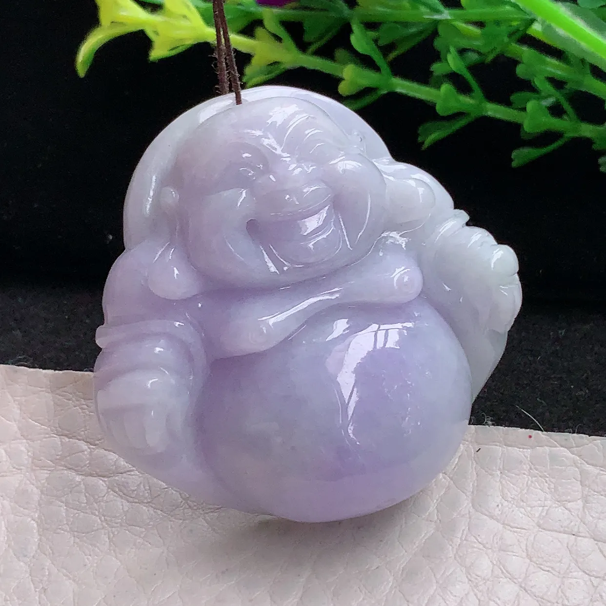 zen自然光41.5*43.9*13.7天然缅甸翡翠紫罗兰大佛公 弥勒佛玉吊坠 毛衣坠