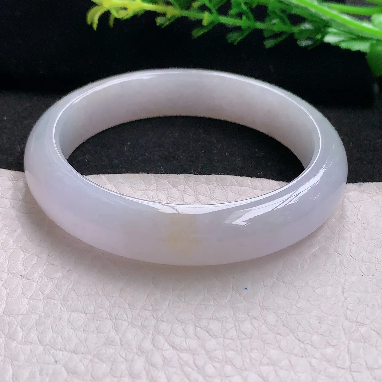 n自然光55.5*12.4*7.6平安镯 天然缅甸翡翠a 货冰润甜美宽边玉镯子 玉手环