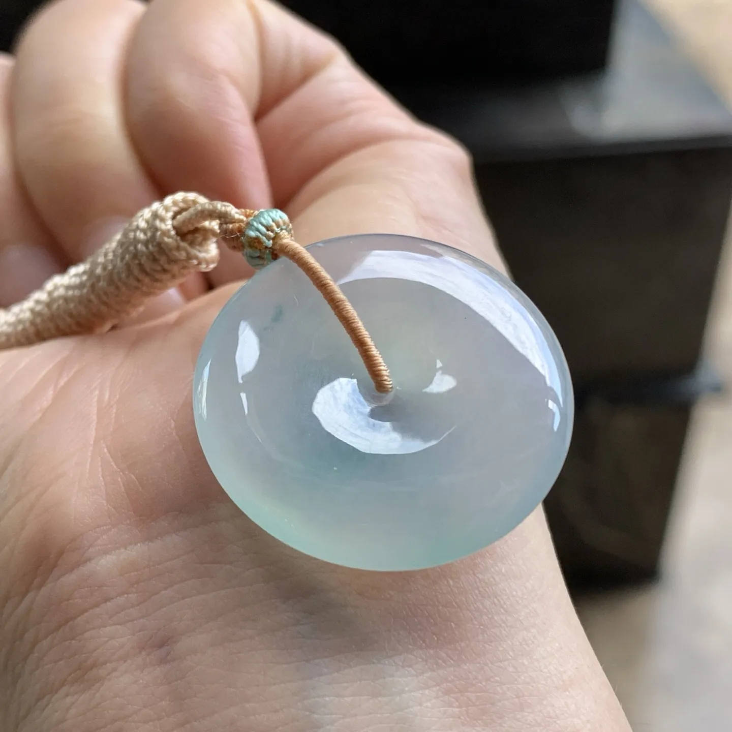 冰种蓝花平安扣^_^清新细腻