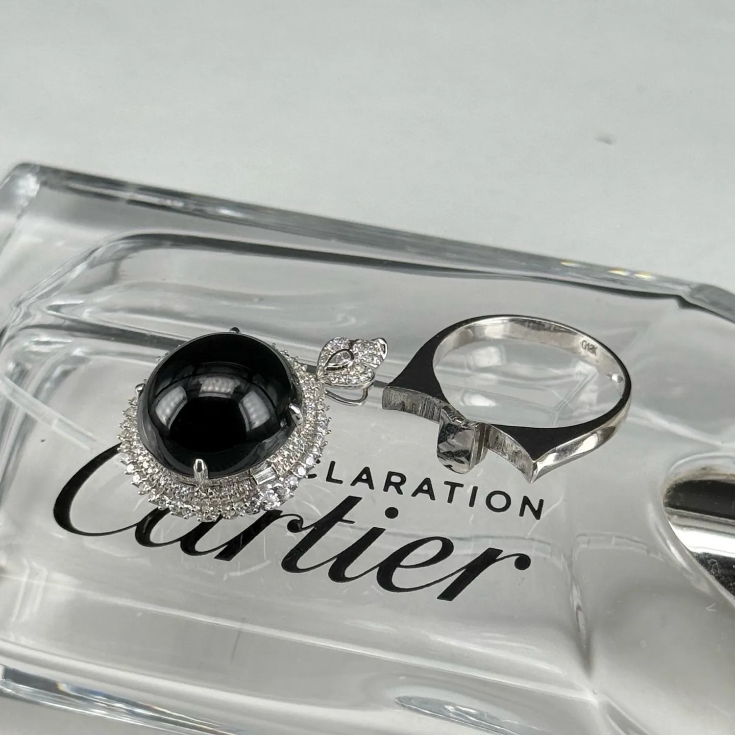 满钻豪镶墨翠大女戒 种好色正 黑度极好 打灯通透 油性十足