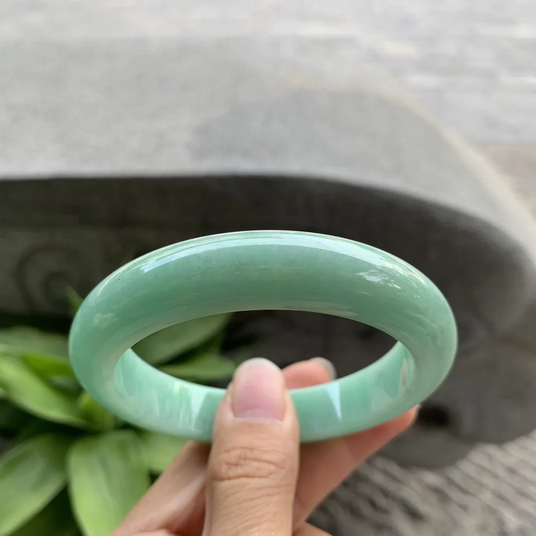 圈口57.8-12.7-9.2 【满绿正圈手镯】正圈57 58可戴