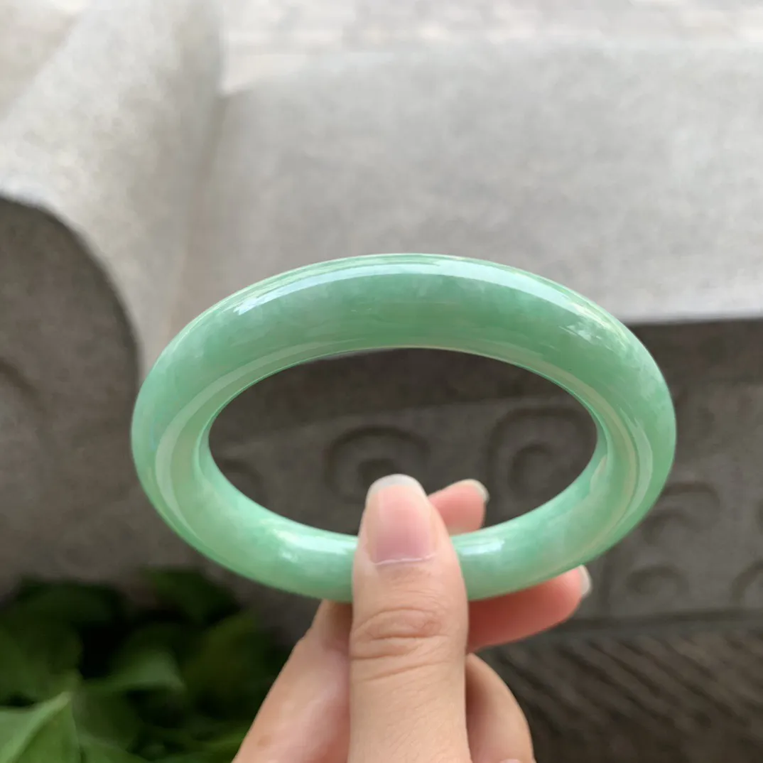 圈口 56.8-11.4【满绿圆条手镯】圆条56 57可戴