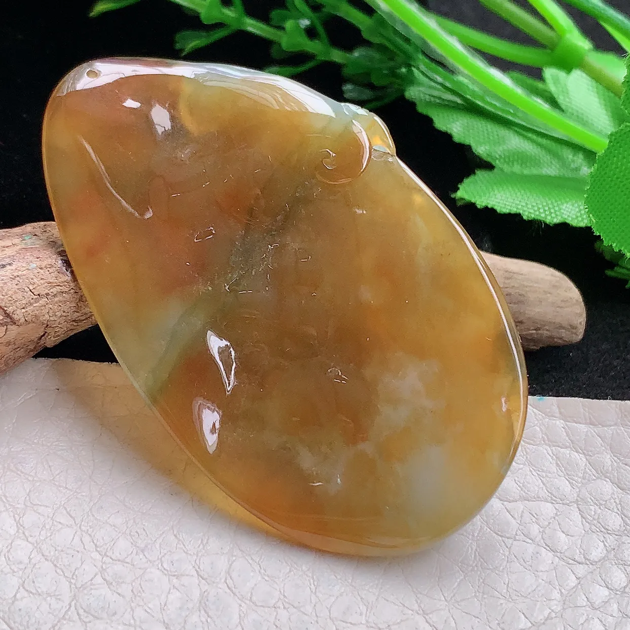 lz自然光57.5*34*9.2天然缅甸翡翠冰双彩龙牌 生意兴隆玉吊坠 玉挂件