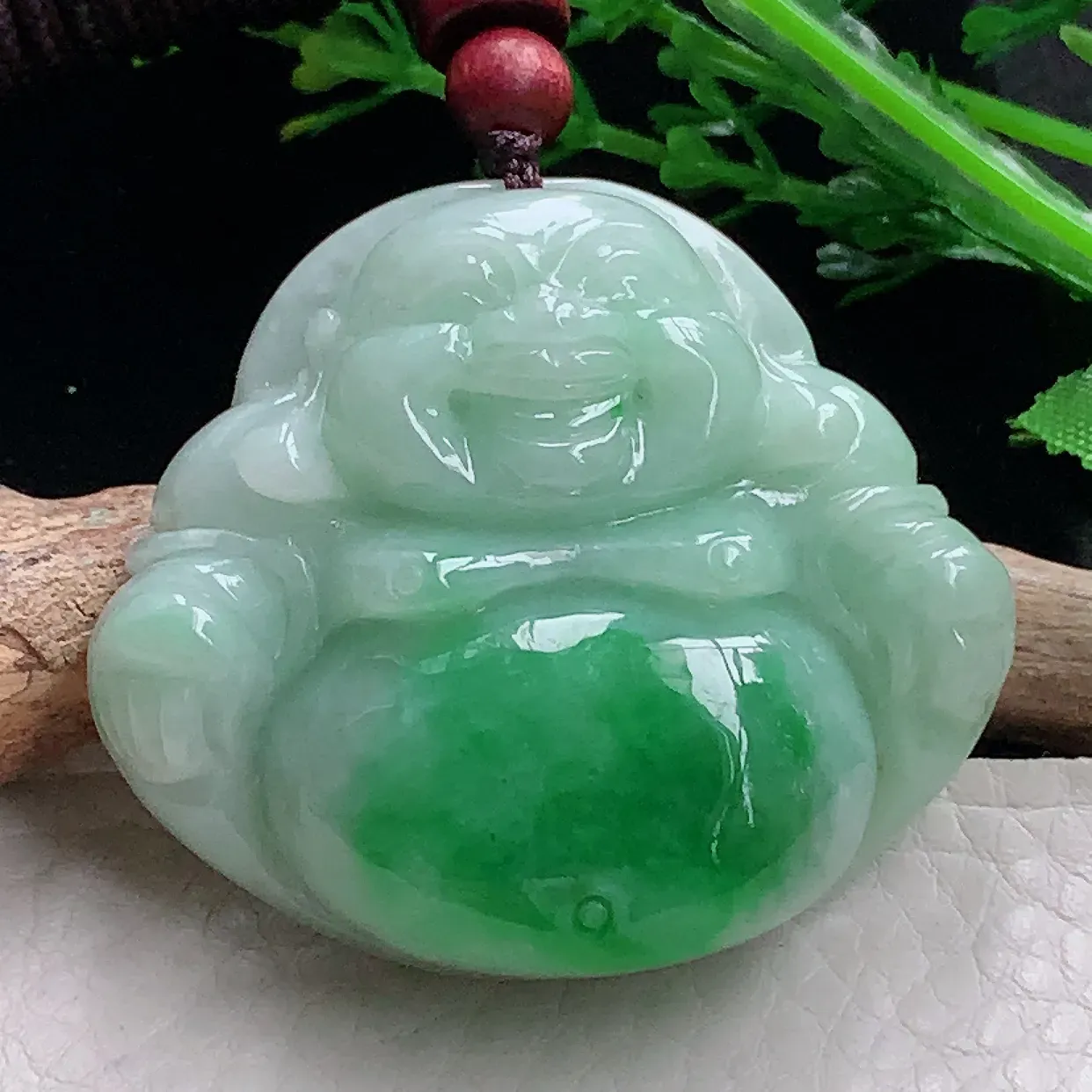 zen自然光40.6*46*13天然缅甸翡翠辣绿大佛公 弥勒佛玉吊坠 毛衣坠