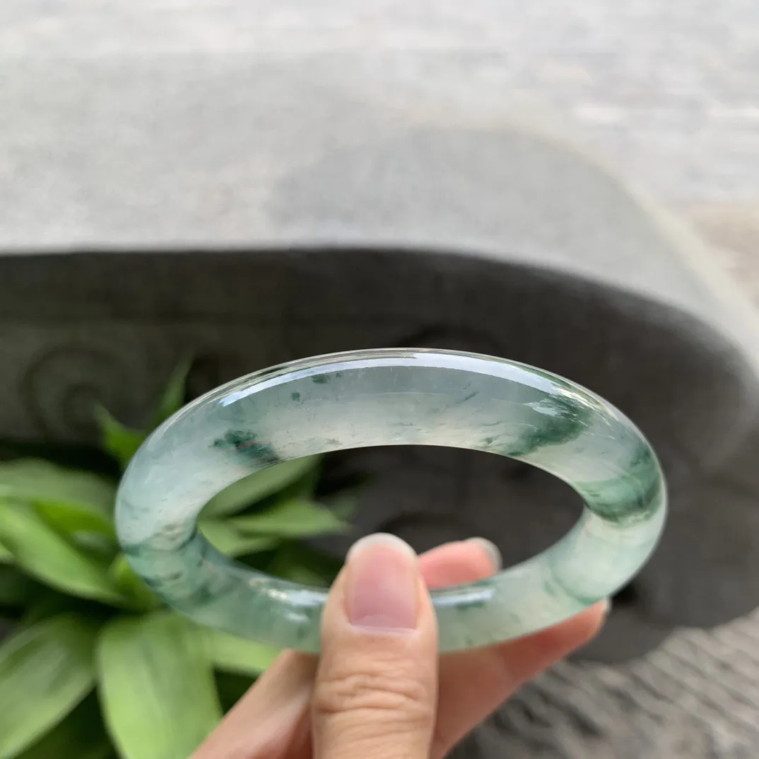 圈口 57.2-11.3【高冰飘花圆条手镯】圆条57 58可戴