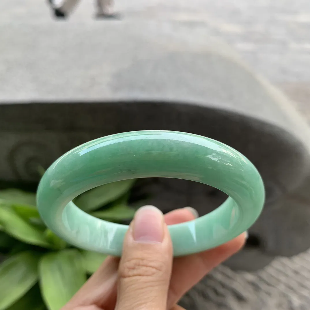 圈口57.8-12.7-9.2 【满绿正圈手镯】正圈57 58可戴
